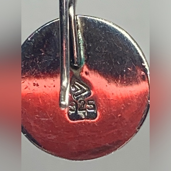 Early Silpada Very Rare Sterling & Chunky Round Onyx Inlaid French Wire Earrings - Picture 5 of 9